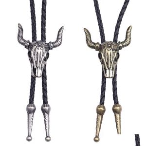 Hänge halsband långa ko huvud smycken fashionabla nytt mens läderhalsband droppleverans hänge dh5ma