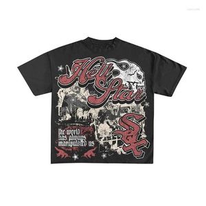 Męskie koszulki T Koszulki Mężczyzn Y2K T-shirt Hip Hop Streetwear Punk Retro Graphic Shirt Harajuku Cotton Casual Tshirt Summer Short Sleeve T Otk8i