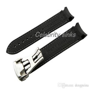 22mm Buckle 20mm NEW TOP GRADE Black and White line Waterproof Diving Silicone Rubber Watchband Straps with Silver buckle For Omega Wat 299a