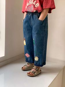 Kids Pants New Korean Spring Girls Drukowanie dżins