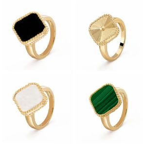 Klasyczny luksusowy kryształowy pierścionek Clover Clover Marka naturalny agat ślubny moda Para projektant pierścionka Pierścień biżuterii ze stali nierdzewnej dla kobiet