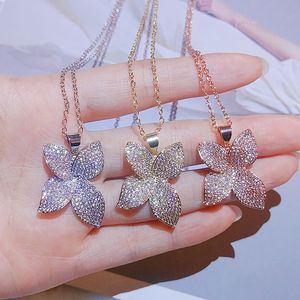2024 Choucong Brand Desginer Bow Pendant Stunning Luxury Jewelry 18K White Gold Fill Pave White Sapphire Diamond Gemstones Party Wome Flower Clavicle Necklace