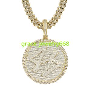 Binshuo 2024 Hip-Hop-Buchstaben 44 benutzerdefinierte Namen Halskette Gold Plattierte Dreh-Plattentable Micro-Incaira-Zirkonanhänger Herren Halskette