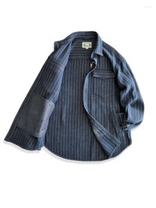 Herrenjacken Amekaji tragen Kleidung Männer Fischgrätenmuster Lose Profil Shirt Mantel japanischer Stil Retro lässig