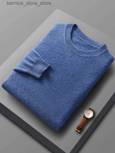 Męskie swetry wiosna jesień 100% czysty wełniany sweter wełna merynosów Mężczyźni o długim rękawie kaszmirowy dzianina żeńska odzież Grace Q240530