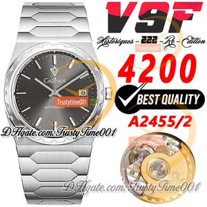 Historiques 4200H 222 Jumbo A2455 Automatic Mens Womens Unisex Watch V9F 37mm Gray Stick Dial Stainless Steel Bracelet Super Edition Trustytime001 Wristwatch