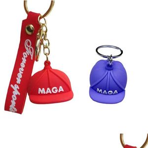 Other Festive & Party Supplies 12 Styles Aron Cartoon Trump Cap Keychain Cute Car Accessories Rubber Keychains Drop Delivery Home Gard Dhotu