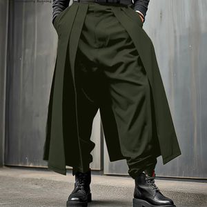 Męskie spodnie Inderun Men Nieregularne solidne kolorowe joggery luźne guziki plisowane swobodne spusty z szerokiej nogi streetwear 2024 moda