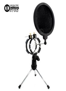 Desktop Adjustable Pop Filter Clip Mikrofon Tripod Folding Karaoke Microphone Stand Windscreen Mask Shield PC Recording Mic Holder1790027