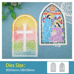 Cross of Jesus Window Flower Metal Die Futters for Scrapbooking Card Maket Supplies Cutting Dies Cut Malls Stencil Crafts