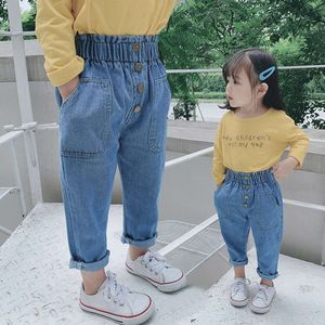 Lioraitiin 0-5Years Toddler Baby Girl's Jeans All-Match Elastic Waist Denim Ripped Pants L2405