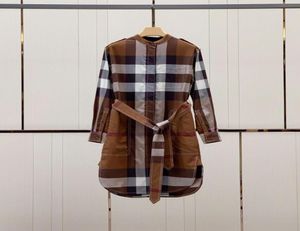 2022 whole womens plaid blouse dresses long sleeves long dresses with Sash77170164271890