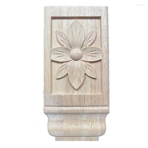 Decorative Figurines 1PC 10-16cm Carving Natural Wood Appliques For Furniture Cabinet Unpainted Wooden Mouldings Decal Vintage Decoration