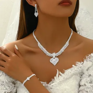 5PCS Heart Rhinestone Cubic Zirconia CZ Druhna Druhny Choker Naszycie