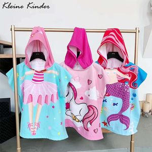 Poncho Kids Cartoon Cloaked Cloak Unicorn Mikrofiber Beach Children Swimming Bath Ręcznik Dziewczyny Baby Boys BatroBe L2405