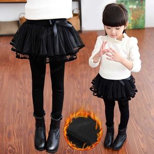 Leggings calças calças calças de inverno quente juventude e filhos Princess tutu bolo grande garota mais veludo chervet Childrens wx5.29zci3