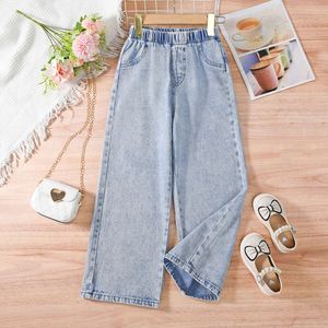 2024 Summer Trend Teen Girls Casual All-In-One Denim Wide Ben Pants for Outdoor Activity L2405