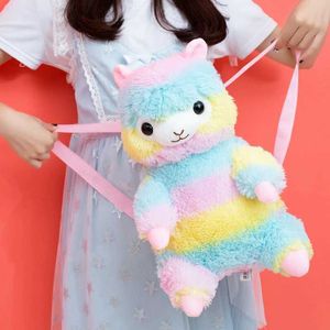 Plush Backpacks Rainbow White Camel Kawaii Plush Backpack Colorful Arpakass Peluche Doll Childrens Birthday Gift 16 inches 40 centimeters S245304