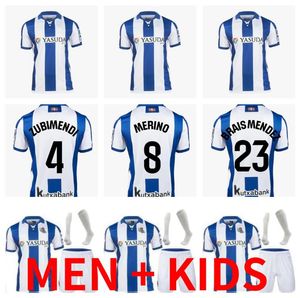 Homens kit infantil Real Sociedad 2023 2024 Jersey de futebol Merino OYARZABAL Isak Guridi Januzaj DAVID SILVA Robin Le Normand JUANMI 23 24 camiseta de futbol Camisa de futebol