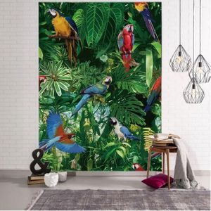 Taquestres planta flor e tapeçaria de pássaro tapeçaria tropical floresta tropical parede animal pendurado pendurado boêmio hippie quarto decoração pano de fundo