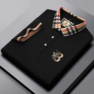Yaz lüks marka kısa kollu erkek nefes alabilen pamuk polo gömlek moda marka nakış tasarımı satan birinci sınıf ipek tişört 240528