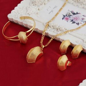 Bracelet, Earrings & Necklace Sky Talent Bao New Ethiopian Cross Jewelry Sets 24K Gold Gf Fashion African Traditional Set B Dhgarden Dhwrz