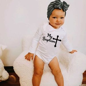 Rompers My Baptism Newborn Rompers Personalized Baby Boy Girls Crawling Bodysuits Toddler Infant Long Sleeve Clothing Christening Gifts Y240530Q8IT