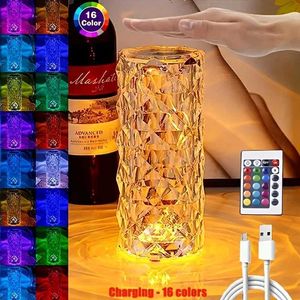 Ночные светильники Crystal Light 16 Цветовые смены RGB Night Light Touch Light USB Романтический светодиодный светодиодный стол