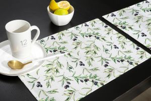 Tavolino per texture di foglie di olive ad acquerello tavolo da pranzo per feste di nozze tavolo da cucina accessori da cucina tovagliolo