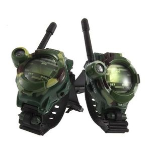 2Pcs Multi-functional Two Way Radio Toy with Compass Magnifier Reflector Walkie Talkie Toys Children Military Style Wrist Watch