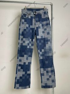 Mężczyźni Projektantki Pant Chessboard Grid Mosaic Jean Pants