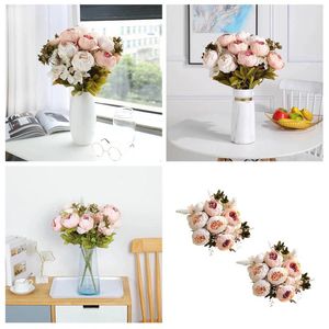 Dekorativa blommor realistiska vintage faux peony siden blommor bröllop hem dekor 2 pack (ljusrosa) zinnia artificiell