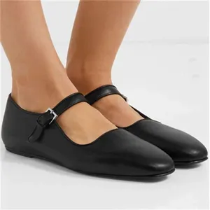 Casual Shoes Niche Retro Sheepskin Ballet Genuine Leather Square Toe Single Buckle Strap Inside Mary Jane Female