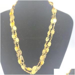 Chains Fashion Diy Stamp Jewelry 24K Yellow Solid Fine Gold Necklaces Pendants Box 27Inch 31 35 Wholesale Drop Delivery Dhjyk