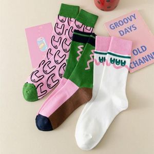 Donne calzini per il tempo libero tricolor simbolo del cartone animato simbolo di calzino a media lunghezza
