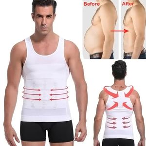 BeInShape Men Slimming Body Shaper Waist Trainer Vest Corset Tummy Control Posture Shirt Back Correction Abdomen Tank Top 240521