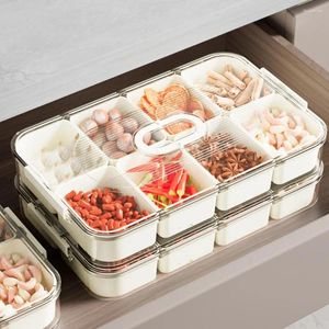 Storage Bottles Snack Tray Fridge Box Detachable 4/8 Grids Food Preservation Case Fruit Spice Kitchen Ginger Garlic Container