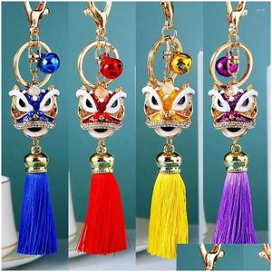 Tornari Cancioli cinesi Danza del leone Dance keychain antichi mascotte catene di chiave di moda Crystal Animal Heyring Enghol