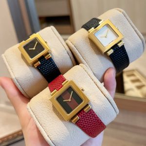 Toppkvalitetsklockor 1: 1 kvinnors klockor nischstil lyxig G Brand Quartz Movement Leather Strap 22mm Personlighet Square Titta No Scale Watches Dress Matching Style