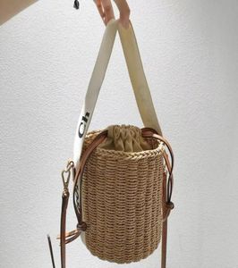 Fashion Women039s Straw Weave Bucket Bags Logo Letter Printing Designer Crossbody Bag Handbags4188504