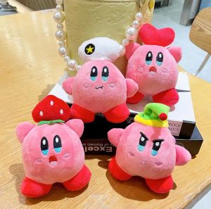 INS Cute Strawberry Kirby Plush Keychain Jewelry Schoolbag Backpack Ornament Kids Toy Gifts About 11.5cm