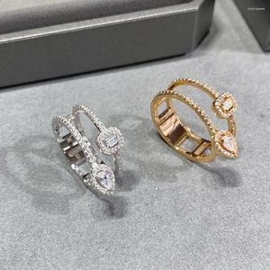 Кластерные кольца роскошные бренд моя двойная серия в форме сердца капля циркона кольцо для женских ювелирных изделий свадебный подарок
