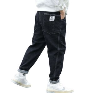 3-14yrs Boy's Jeans for Black Denim Trousers Fashion Plain Pants Kids Clothes 4 5 6 7 8 10 12 14 Years Old OKD239573 L2405