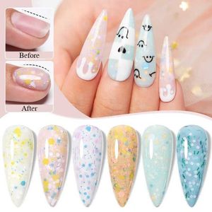 Nail Polish BOZLIN 6-color fruit yogurt rubber based gel nail polish opalescent glitter semi permanent UV gel nail polish nail art handle d240530