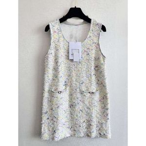 Channelly 2024 Summer New Channelshirt Product Small Fragrant Wind Colorful Knitted Sleeveless Dress F5a