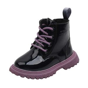 Boots Boys and Girls Single Shoes Solid Color British على الطراز البريطاني أحذية الأطفال Mini Boots Baby Anti Slip Shoes WX5.29