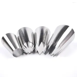 Baking Tools 4 Pcs Large Icing Piping Nozzle Russian Pastry Tips Cakes Decoration Set Stainless Steel Nozzles Cupcake