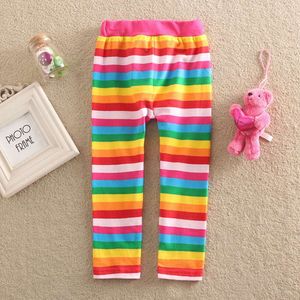 Girls 'Rainbow Striped Cotton Leggings L2405