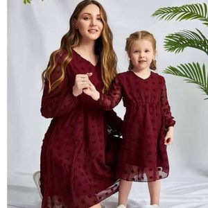 Mother Daughter Matching Dresses Family Look Set Spring Costume Children and Mom Elegant Princess Clothes Women Outfit 2024 5b71ed