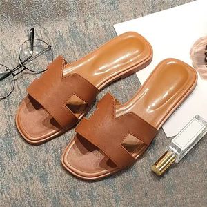 Дизайнерские сандалии для женщин роскошные плоские тапочки классические подлинные кожа
